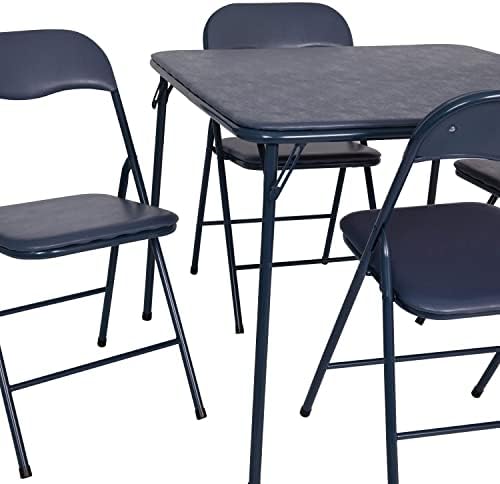Flash Furniture Madison 5-Piece Folding Card Table and Chair Set, Navy