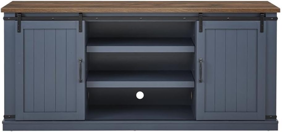 LIVILAND 68 in. TV Media Stand for TV up to 75 in. Navy w/Walnut Color Desktop