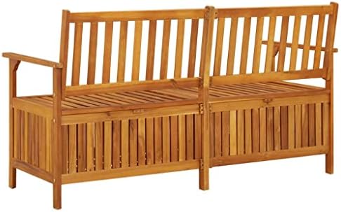 Solid Acacia Wood Storage Bench, Large Outdoor Garden Patio Seating with Stor...
