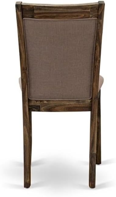 East West Furniture X797MZ748-7 7 Piece Dining Room Furniture Set Consist of a Rectangle Dining Table with X-Legs and 6 Coffee Linen Fabric Upholstered Chairs, 40x72 Inch, Multi-Color