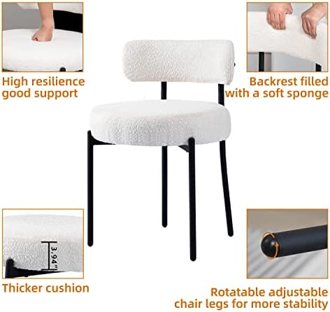 DYHOME Boucle Dining Chairs Set of 4, Upholstered Dining Room Chairs White