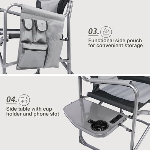 EVER ADVANCED Lightweight Aluminum Director Camping Chair, 350 lb Capacity