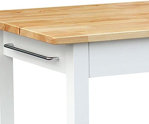 Casual Home Kitchen Island with Solid American Hardwood Top, Natural/White, 4...