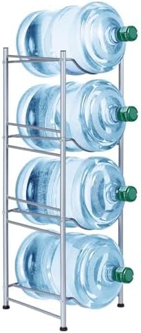 SEHERTIWY 5 Gallon Water Jug Holder, 4-Tier Heavy Duty Bottle Holder Storage Rack for Home, Office, Save Space (SILVER)