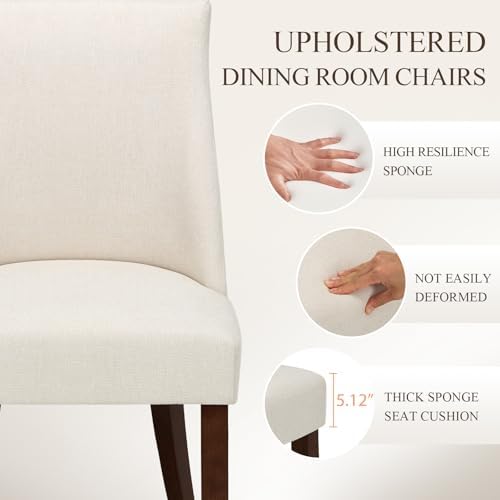 COLAMY Upholstered Modern Dining Room Chairs Set of 6, Beige