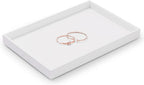 Oirlv Premium White Leather Stackable Jewelry Tray Flat Jewelry Organizer Tray for Jewelry Accessory Trade showcase