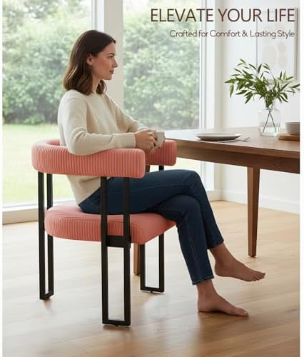 VIRRMO Boucle Dining Chair Set of 2 Corduroy Upholstered Dining Room Chairs K...
