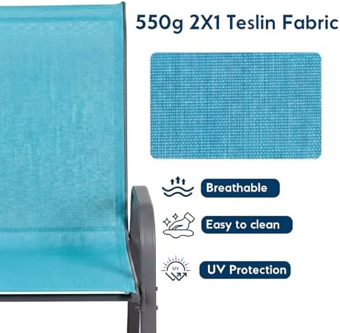 Arlopu 5 Pieces Outdoor Patio Dining Set, Glass Table and Textilene Chair