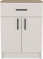 Netal Pantry Cabinet - Extra Kitchen Storage in Ivory and Natural Oak