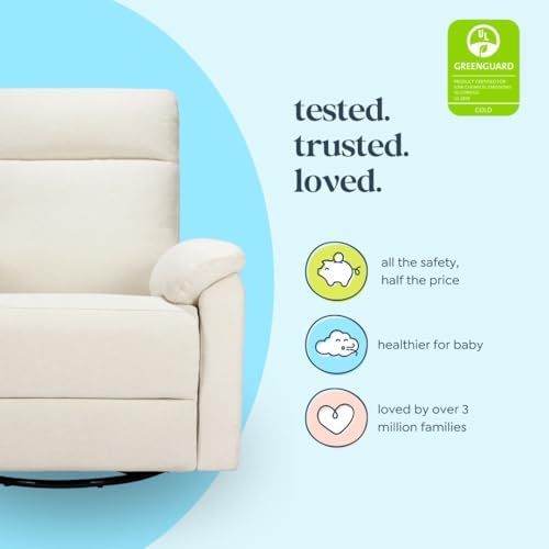 Davinci Suzy Swivel Recliner in Vanilla, GREENGUARD Gold & CertiPUR-US® Certified