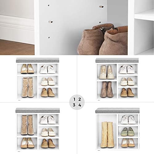 VASAGLE Shoe Bench with Cushion, 10 Compartments, 11.8 x 40.9 x 18.9 Inches |...