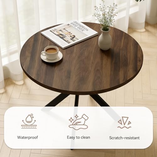 44" Round Dining Table Set for 4, Modern X-Shaped Metal Leg Table