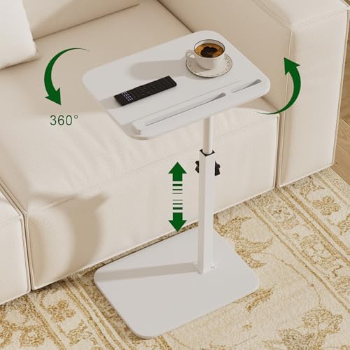 Set of 2 Bamboo C Tables for Couch with Swivel Tops