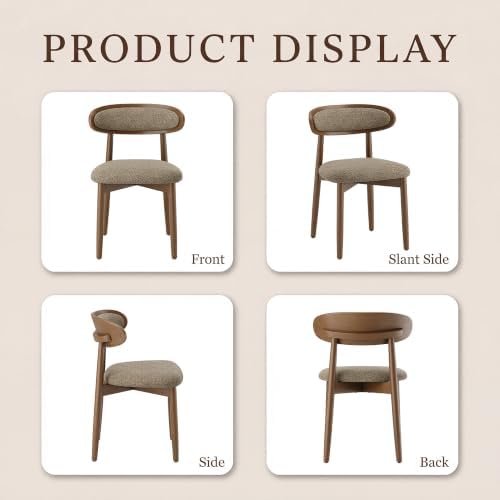 Wooden Dining Chairs set of 4, Farmhouse Dinner Chairs with Curved Back