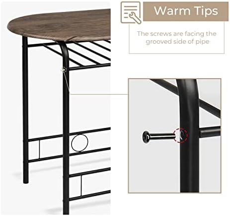 VINGLI 3 Piece Dining Set,Small Kitchen Table Set for 2,Breakfast Table Set f...
