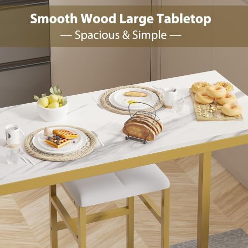 VECELO Bar Table and Chairs Set for 2, Dining Set with Storage Shelves