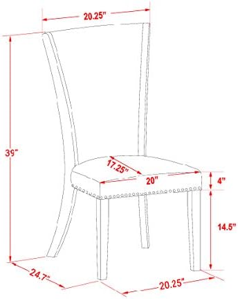 East West Furniture ANVE5-MAH-47 5 Piece Kitchen Table & Chairs Set Includes a Round Dining Room Table with Pedestal and 4 Light Sable Linen Fabric Parsons Chairs, 36x36 Inch, Linen White
