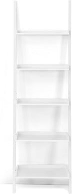 5-Tier Ladder Shelf, Wooden Wall Leaning Bookshelf Rack, Modern Display Storage Bookcase Unit for Home Office Living Room