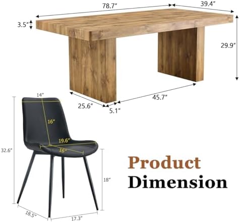 gopop 79" Modern Wood Dining Table Set for 8 with Faux Leather Chairs, S...
