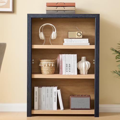 Book Shelf, 3-Tier Bookshelf with Adjustable Shelves,Free Standing Modern 48&...