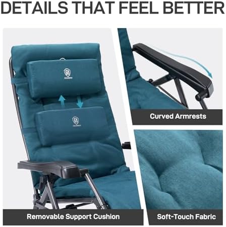 EVER ADVANCED Aluminum Zero Gravity Chair, 2.4" Padded, 350 lb Capacity