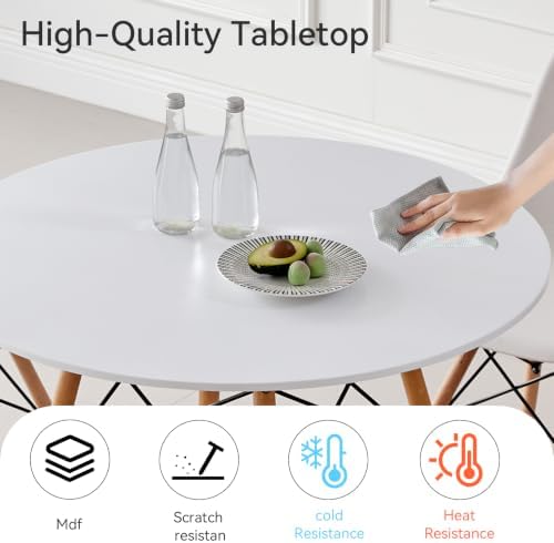 5-Piece Round Dining Set, 35.5" Kitchen Table Chairs Set of 4 | Space Sa...