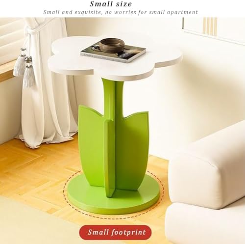 Flower Shaped Wood End Table, Cute Accent Side Table for Living Room & Be...