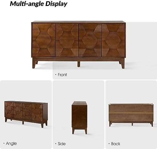 HULALA HOME Mid Century Sideboard Buffet Cabinet with Solid Wood Legs, 60&quo...