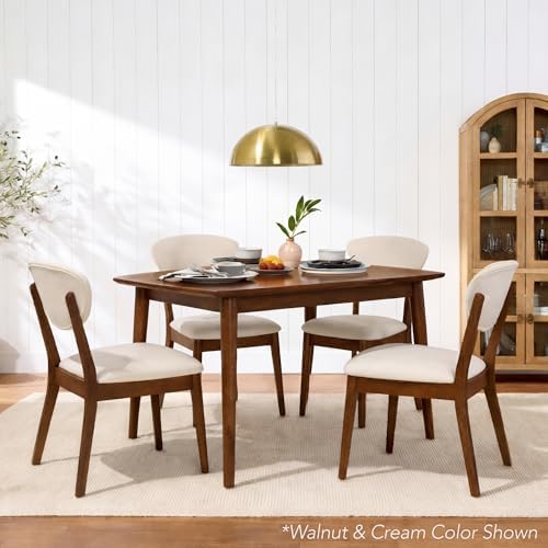 Best Choice Products Wooden Dining Chairs, Wood Mid-Century Modern Upholstere...