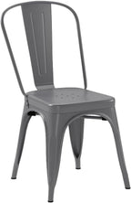 Amazon Basics Metal Dining Chairs, Easy to Assemble, Indoor/Outdoor, Stackable, 330-Pound Capacity, Dark Gray, 4-Pack, 20.1 x 17.1 x 33.5 inches
