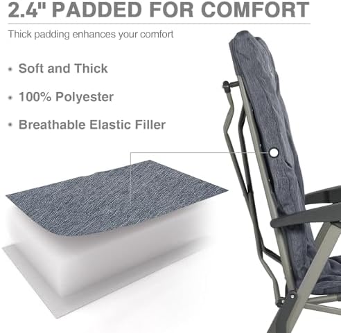 EVER ADVANCED Luxury Camping Chairs 2 Set for Adults Heavy Duty High Back Ove...