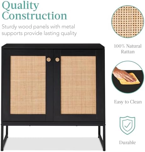 Best Choice Products 2-Door Rattan Storage Cabinet, Accent Furniture, Multifu...
