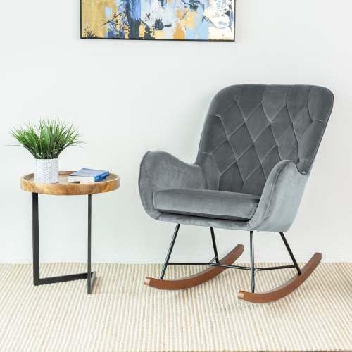 Upholstered Rocker, Mid Century Modern Gliding Accent Chair with Soft Foam Se...