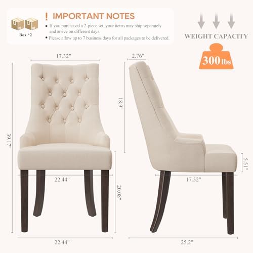 COLAMY Wingback Dining Chairs Set of 4, Beige