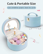 VLANDO Musical Jewelry Box for Girls, Arc Design with Spinning Ballerina | Large Compartment for Small Treasures, Plays Canon Melody, Built-In Mirror and Soft Carry Handle, Birthday Christmas Gift