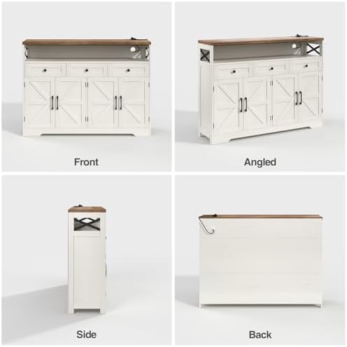 Befrases Farmhouse Sideboard Buffet Cabinet, Barn Doors Storage Cabinet