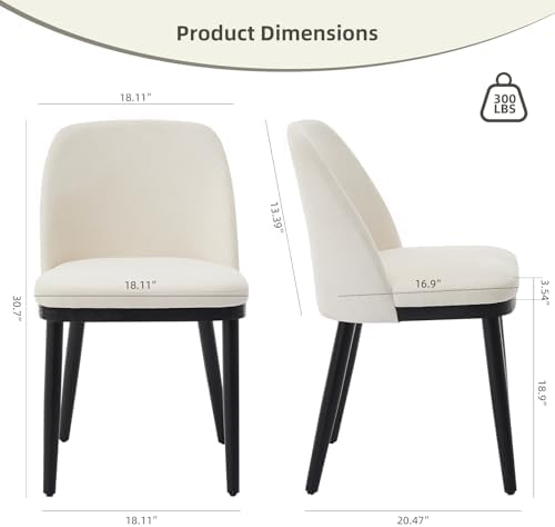 GarveeHome Wooden Dining Chairs Set of 6 Linen Upholstered Kitchen Chairs