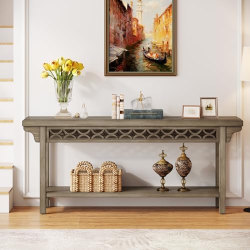 Tribesigns 70.8-Inch Solid Wood Long Console Table, Farmhouse Entryway Table ...