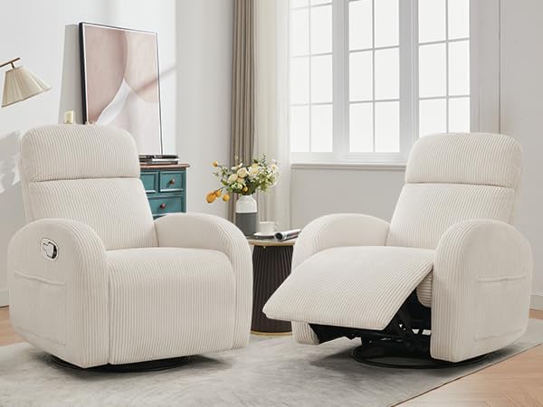 Manual Swivel Rocker Recliner, Small Recliners for Small Spaces