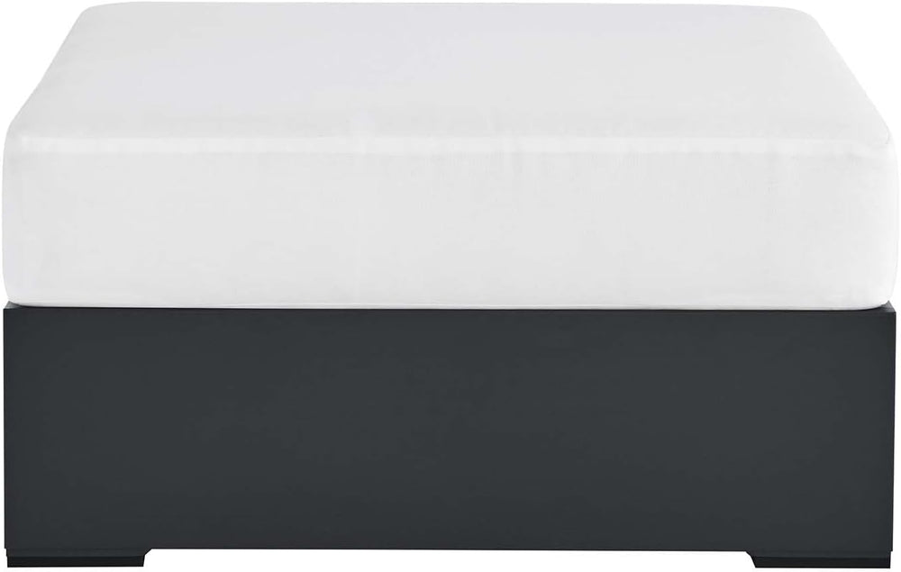 Modway Tahoe Aluminum Ottoman in Gray White with Weather-Resistant Cushion-Id...