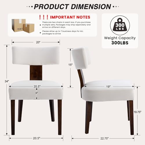 HNY Set of 6 Mid Century Modern Dining Chairs, Farmhouse Velvet Upholstered A...