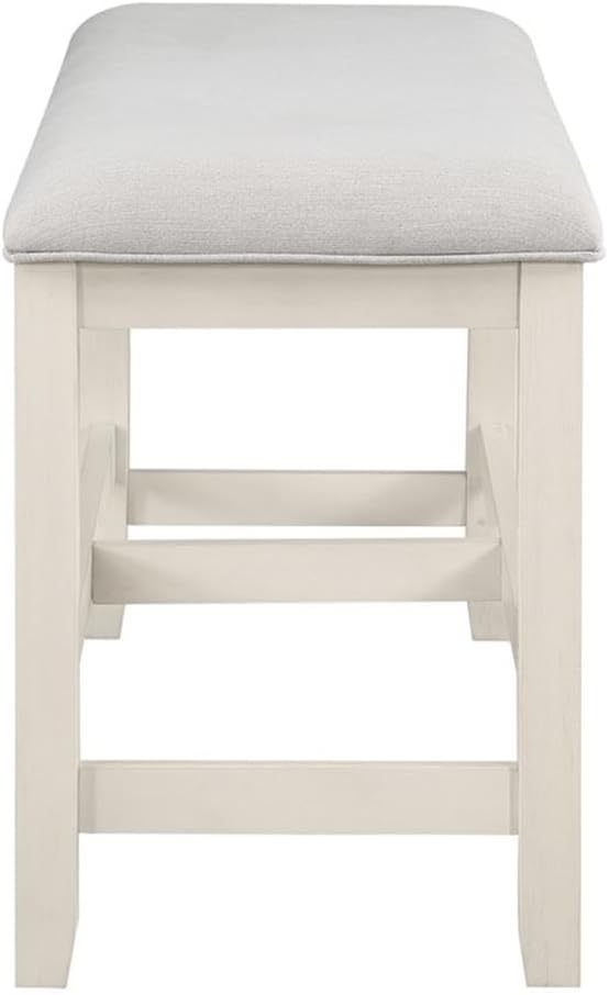 Pemberly Row Farmhouse Wood Counter Bench, 54" W x 18" D x 26"...