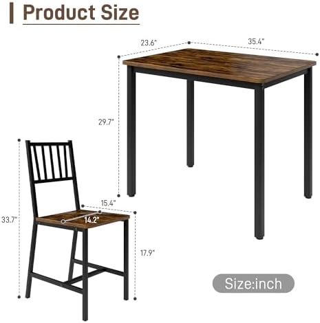 3-Piece Dining Table Set for 2, Space-Saving Kitchen Table Set for Small Spac...