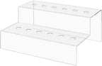 Marketing Holders Wine Bottle Topper Liquor Pourer Display Stand 12 Slot Rack .75 Inch Wide Holes Clear Acrylic 2 Tier Riser 11.75 Inch Wide by 4.75 Inch Deep Retail Countertop Showcase