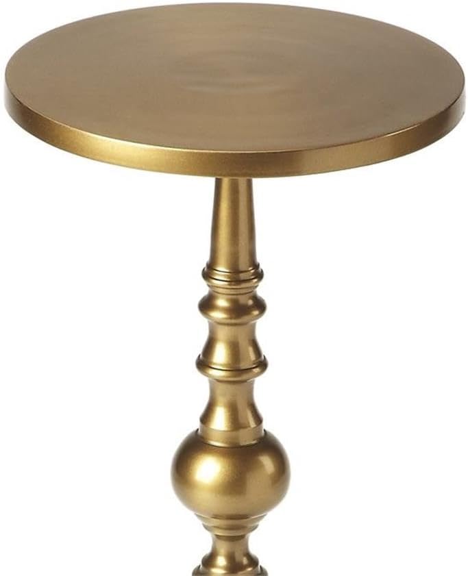 Beaumont Lane Transitional Metal Pedestal Side Table, 10" Round Top, Ant...