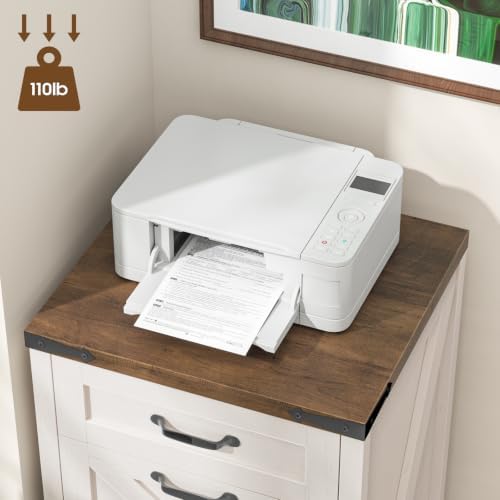 Halitaa Farmhouse File Cabinet with 3 Drawers for Home Office, Rustic White |...
