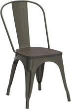 Yaheetech Metal Dining Chairs Set of 4, Industrial Stackable Kitchen Chairs with Wood Top Seat for Dining Room/Restaurant/Bistro/Patio, Indoor & Outdoor Use, Gun Metal