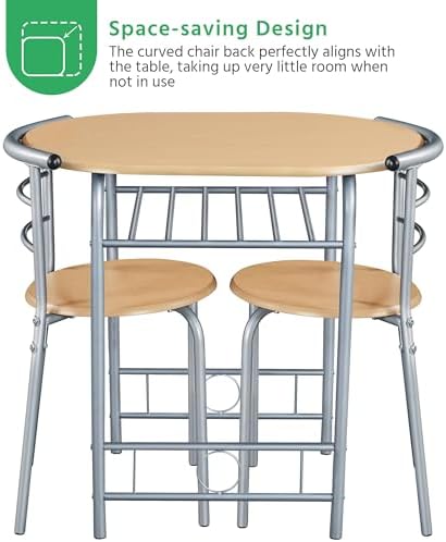 Yaheetech 3 Piece Dining Table Set for 2, Small Table and Chairs, Natural