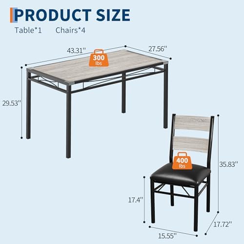 IDEALHOUSE Wood Dining Table Set for 4 with Corner Protector, Kitchen Table C...