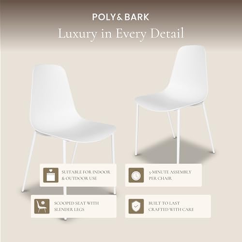 POLY & BARK Isla Modern Dining Chairs Set of 4 – Mid Century Modern Plast...